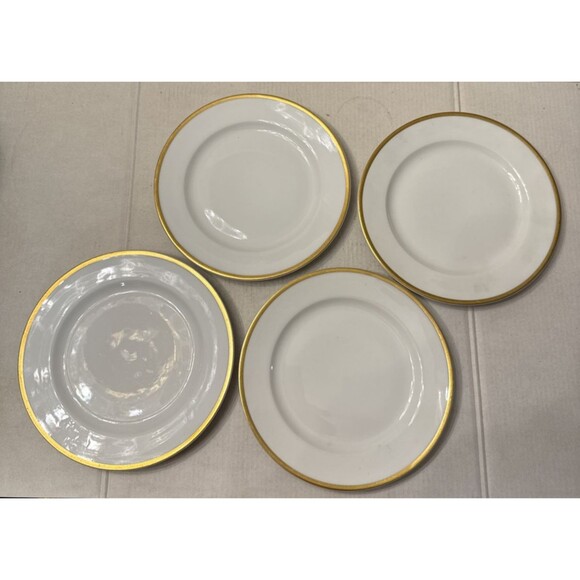 Vintage Vignaud Limoges (4) Bread Plates 7.5 “ White Gold Trim VIG64 France - Picture 3 of 6
